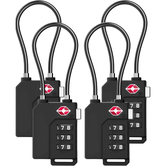 TSA Locks for Luggage, Suitcase Locks, Luggage Locks, Ease of Use & Durable (Black, Pack)