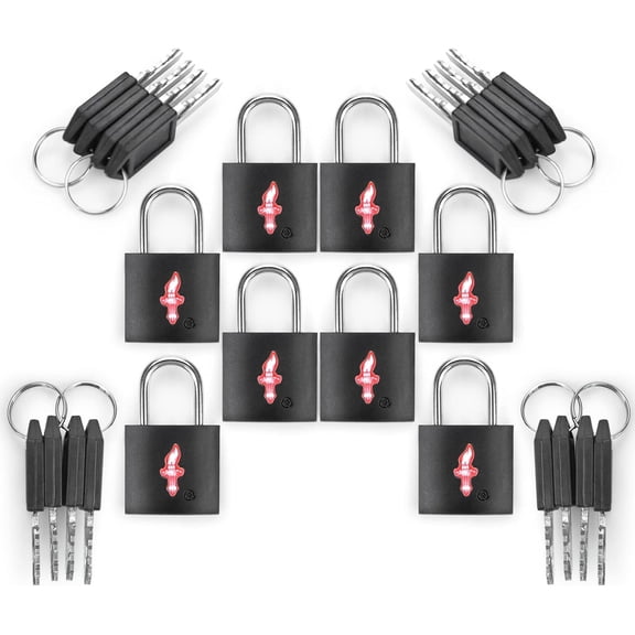 TSA Luggage Locks 8-Pack Black Keyed Alike Safe Skies Approved for Travel | 8 Locks for Groups | Keyed Alike | 2 Keys/Lock | Safe Skies TSA Approved | 90-Day Warranty