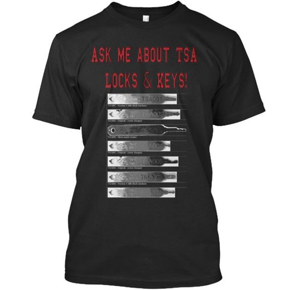 TSA lock and key Tee T-Shirt Made in the USA Size S to 5XL