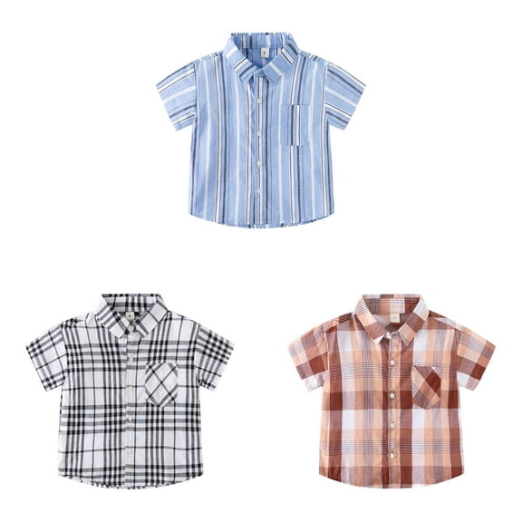 TSADFHJI 2 Pack Boys Shirts Size 10-12 Youth Button Down Summer Toddler Boys Girls Short Sleeve Prints T Shirt Top 120