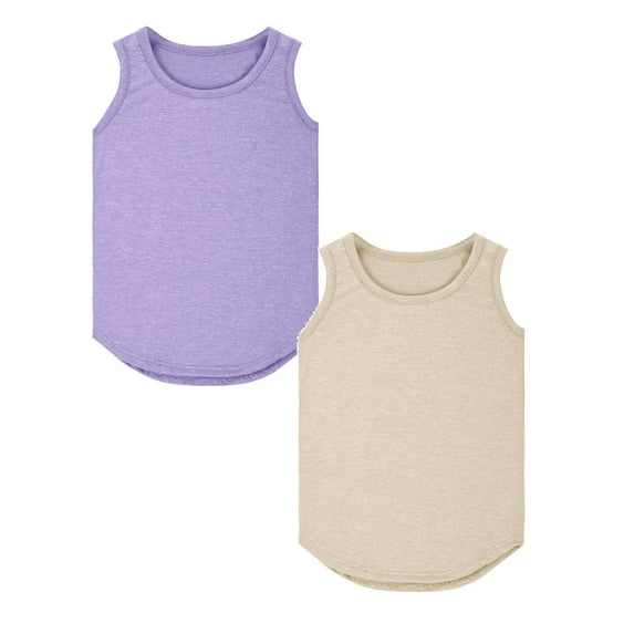 TSADFHJI 2 Pack Girls Tees 4T Summergirls Tank Tops Kids Summer Crewneck Sleeveless Shirts Dancewear 3 To14 Years
