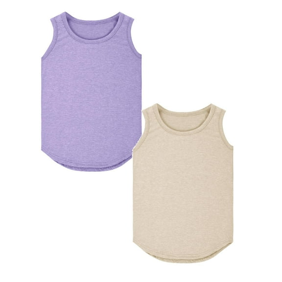 TSADFHJI 2 Pack Girls Tees 4T Summergirls Tank Tops Kids Summer Crewneck Sleeveless Shirts Dancewear 3 To14 Years