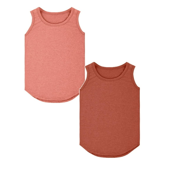 TSADFHJI 2 Pack Girls Tops Size 6 Short Sleevegirls Tank Tops Kids Summer Crewneck Sleeveless Shirts Dancewear 3 To14 Years