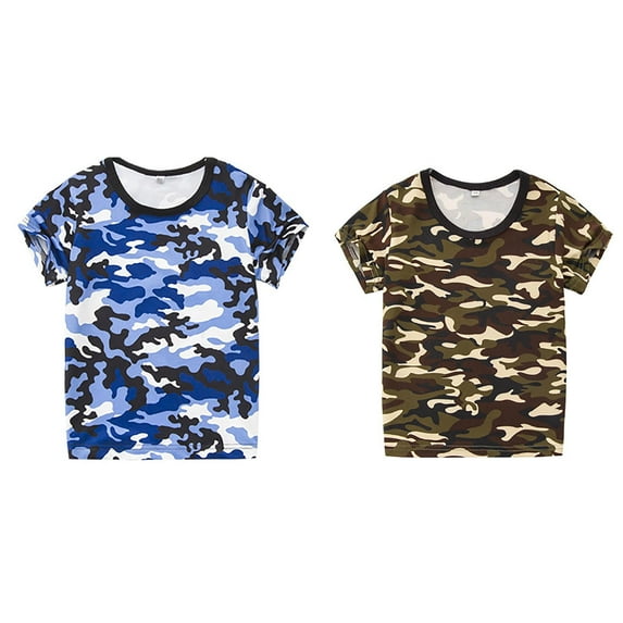 TSADFHJI 2 Pack Teen Tops Boys Boy Camouflagess T Shirt Camo Short Sleeve Tee Shirts for Boys Girls 2 14 Years 90