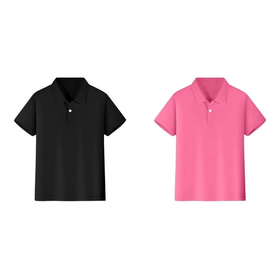 TSADFHJI 2 Pack Tops for Boys Kids Boys Girls Short Sleeve Shirt Button Closure Comfortable & Soft Fabric L