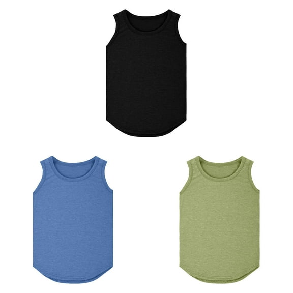 TSADFHJI 3 Pack Girl Shirts Size 14-16 Preppygirls Tank Tops Kids Summer Crewneck Sleeveless Shirts Dancewear 3 To14 Years