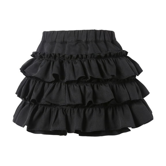 TSADFHJI Children's Solid Color Fashion Personality Dress Full Skirt Girls Skirt 8-10 Years Black