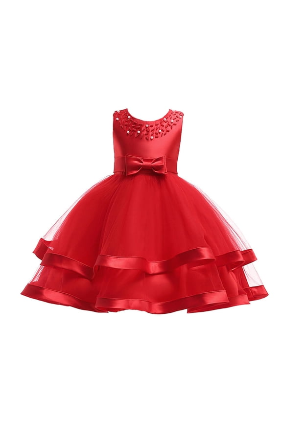 Christmas Winter Little Girls Dresses Size 5T Toddler Girls Dresses Wedding Girls Party Clothes for Children Girl Sleeveless Causal Dress Flower