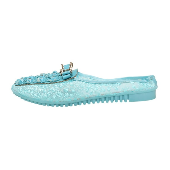 TSADFHJI Women Slippers Wide Feet Women'S Fashion Mesh Lace Slippers Casual Comfortable Shoes Slippers for Women Fuzzy Animal Women's Slippers Size 6 Open Toe Light Blue 7