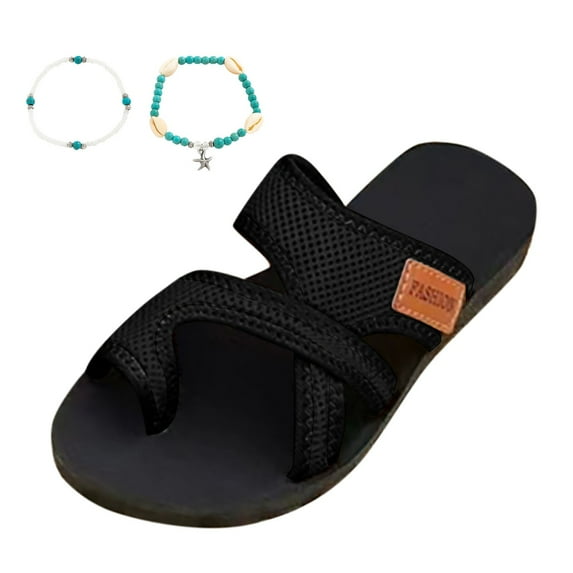 TSADFHJI Women's Slippers Size 10W Women'S Summer Fashion Cloth Flip Flops Outdoor Casual Comfortable Beach Slippers Women's Slipper Socks with Grips Womens Slippers Size 8.5 Black 8.5