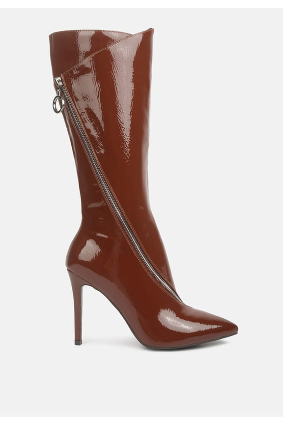 TSAROH Zip Around Calf Boot In Tan