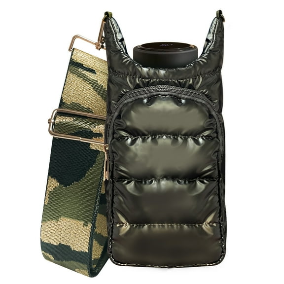 TSAXW Water Bottle Carrier Bag - Quilted Crossbody Water Bottle Holder with Strap, Stylish Puffer Tote Bag for Water Bottle, Water Bottle Sling Bag for Outdoor Travel