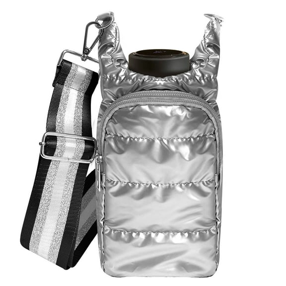 TSAXW Water Bottle Carrier Bag - Quilted Crossbody Water Bottle Holder with Strap, Stylish Puffer Tote Bag for Water Bottle, Water Bottle Sling Bag for Outdoor Travel