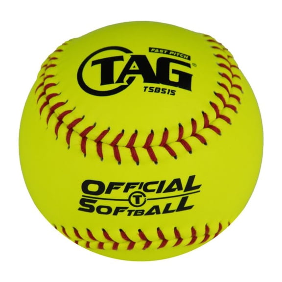 TSB515 TAG 12-Inch Leather Youth Fast Pitch Softball, 1 Dozen (12 Softballs), NFHS Approved, Yellow