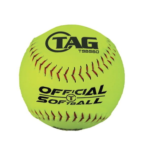 TSB560 TAG 12-Inch Youth Vinyl Fast Pitch Softball,  Dozen (12 Softballs), Solid Poly Core, NFHS Logo