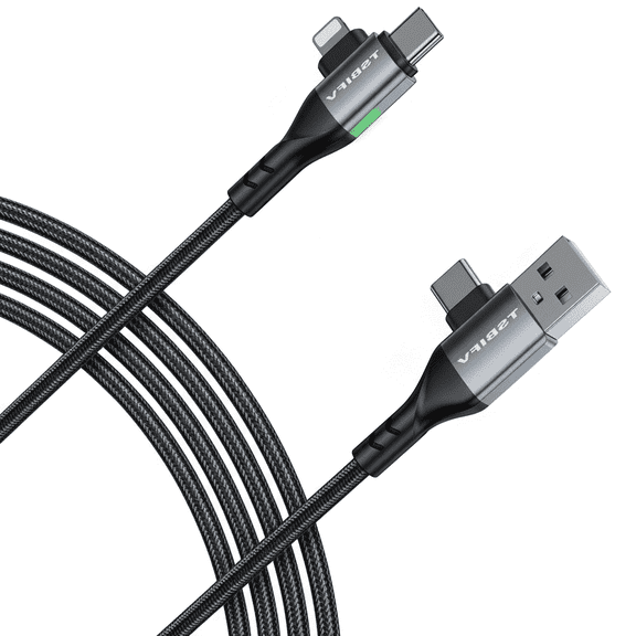 TSBIFV 100W 4-in-1 Fast Charging Cable 3.3FT, Nylon Braided Multi Charging Cord, 480Mbps Data Transfer, USB-A & Dual USB-C to Lightnin,Black