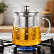 TSBIFV 550ml 18.6 fl oz Clear Glass Teapot with Stainless Steel Infuser, Stovetop Tea Kettle, Induction Compatible for Loose Leaf Tea