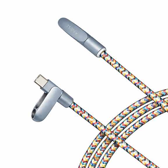 TSBIFV 65W PD Fast Charging Dual-Head Type-C Nylon Braided Data Cable, 3.9FT, 480Mbps High-Speed Data Transfer, Compatible with Switch, Suitable for iPhone 15, Samsung, Tablets, and Laptops.Color.