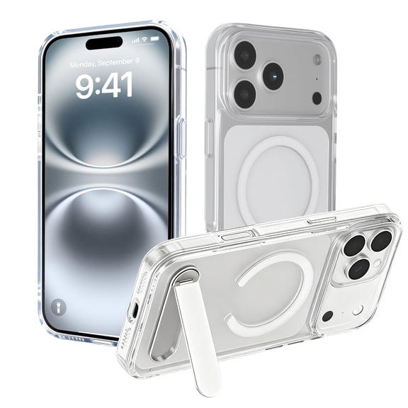 TSBIFV Clear Case for iPhone 17 Pro Max Compatible, 360° Rotating Ring Stand, Slim Shockproof Cover, Anti-Yellowing, Camera Protection, Wireless Charging Support