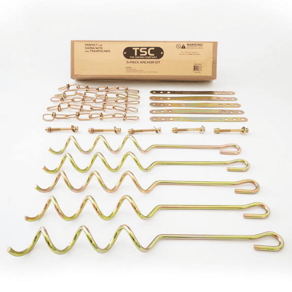 TSC 5pc Corkscrew Anchor Kit for Swingsets, Trampolines and Patio Sets