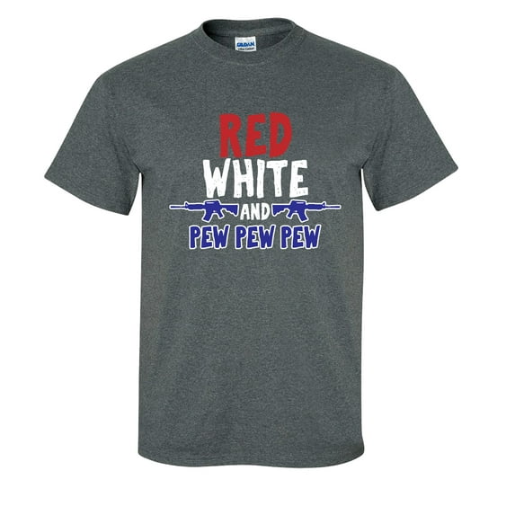 TSC Fourth of July Red White and Pew Pew Pew Unisex Short Sleeve T-shirt-Dark Heather-large