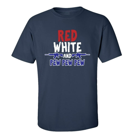 TSC Fourth of July Red White and Pew Pew Pew Unisex Short Sleeve T-shirt-Navy-5xl