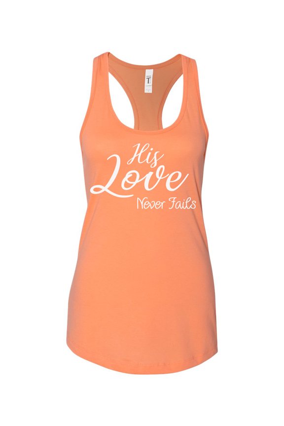 TSC His Love Never Fails Ladies Racerback Tank Top-Light Orange-medium