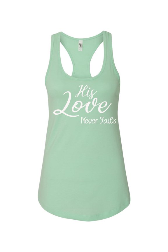 TSC His Love Never Fails Ladies Racerback Tank Top-Mint-large