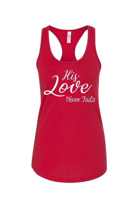 TSC His Love Never Fails Ladies Racerback Tank Top-Red-large
