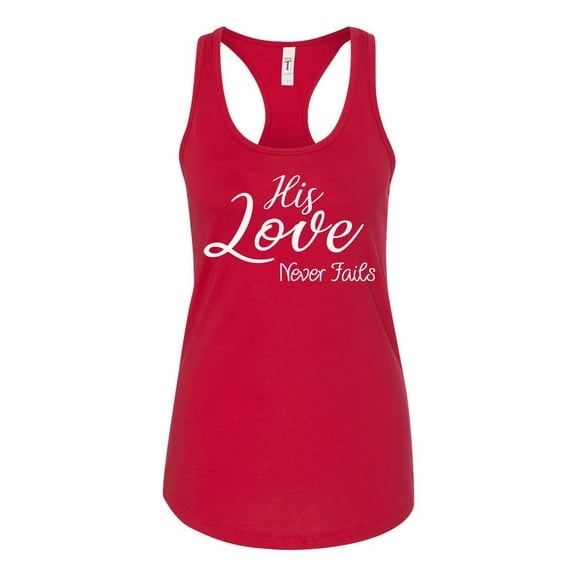 TSC His Love Never Fails Ladies Racerback Tank Top-Red-xl