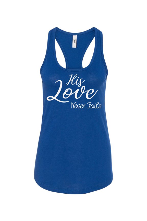 TSC His Love Never Fails Ladies Racerback Tank Top-Royal-small