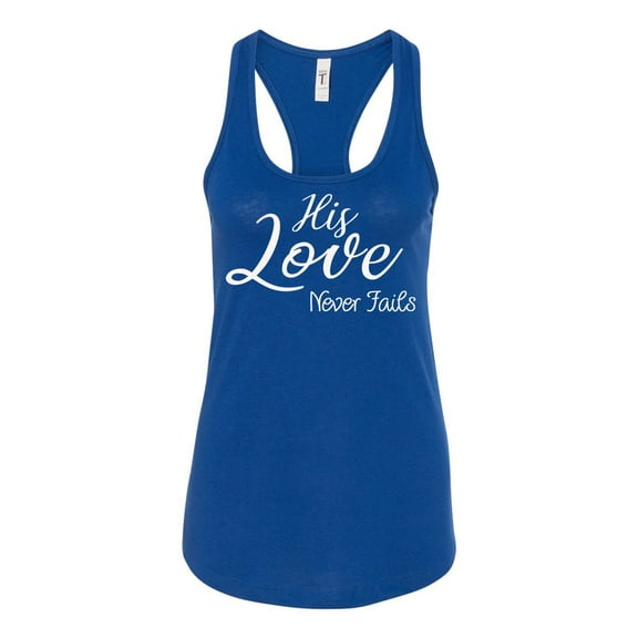 TSC His Love Never Fails Ladies Racerback Tank Top-Royal-xl