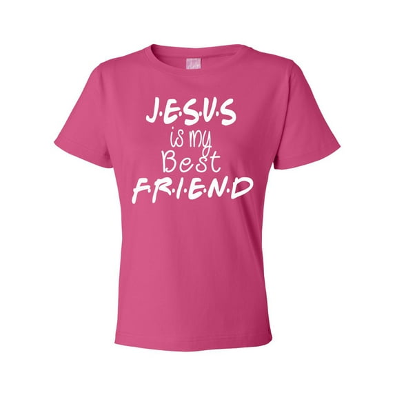 TSC Jesus Is My Best Friend LAT Premium Jersey Short Sleeve T-shirt-Hot Pink-medium