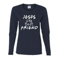 thumbnail image 1 of TSC Jesus Is My Best Friend Ladies Long Sleeve T-shirt-Navy-small, 1 of 4