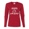 thumbnail image 1 of TSC Jesus Is My Best Friend Ladies Long Sleeve T-shirt-Red-small, 1 of 4