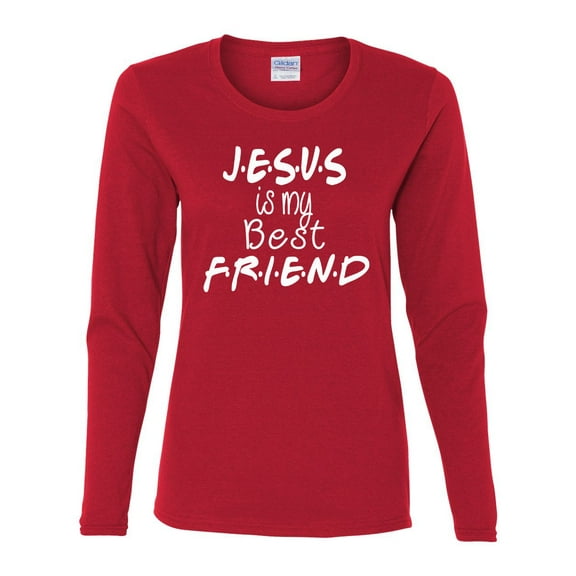 TSC Jesus Is My Best Friend Ladies Long Sleeve T-shirt-Red-small