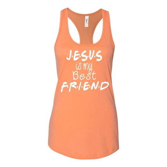 TSC Jesus Is My Best Friend Ladies Racerback Tank Top-Light Orange-medium
