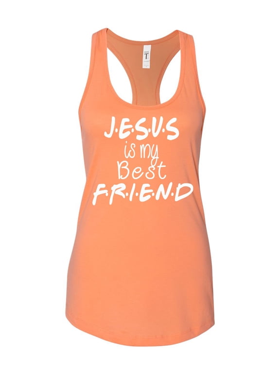 TSC Jesus Is My Best Friend Ladies Racerback Tank Top-Light Orange-small