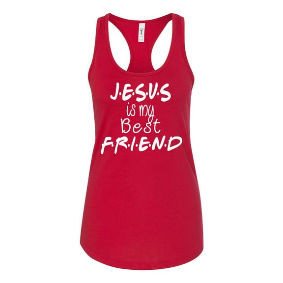 TSC Jesus Is My Best Friend Ladies Racerback Tank Top-Red-xxl