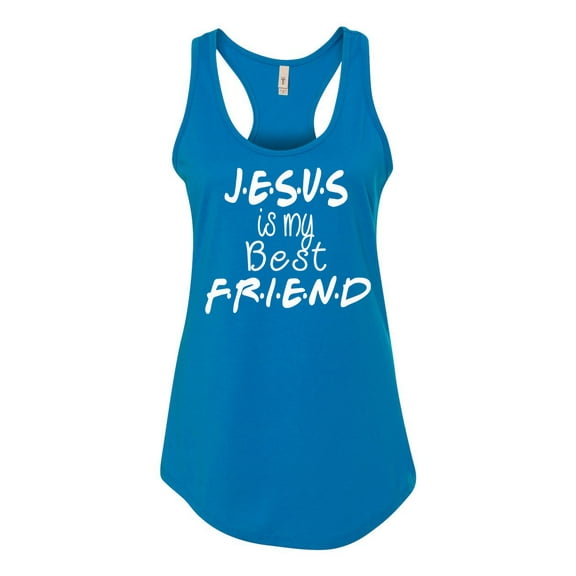 TSC Jesus Is My Best Friend Ladies Racerback Tank Top-Turquoise-xl