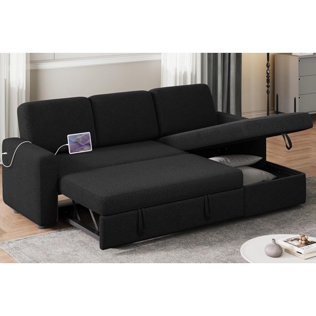Sectional Sofa LShaped Sofa Couch Bed w/Chaise & USB