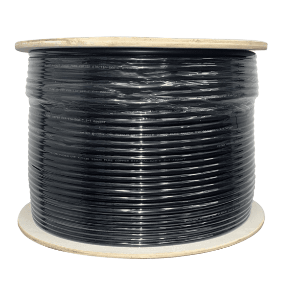 TSCables | Cat6A Plenum (CMP) 1000ft, 750Mhz, PoE++ (4PPoE) | 100% Solid Bare Copper | 23AWG Unshielded Twisted Pairs (UTP), Available in 9 Colors for Easy Identification (Black, 1000ft)