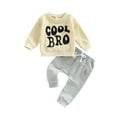 thumbnail image 1 of TSEXIEFOOFU Baby Boys Pants Set, Long Sleeve Crew Neck Letters Print Sweatshirt with Elastic Waist Sweatpants Fall Outfit, 1 of 9