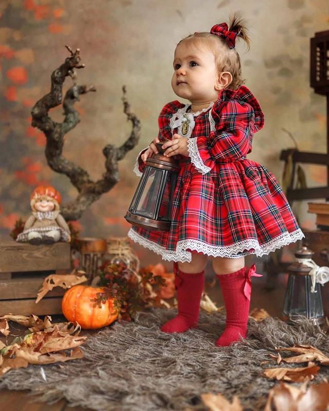 infant plaid holiday dress Holly Jolly Hi-Lo Plaid Holiday Dress Green / 2T/3T main image 1