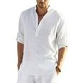 thumbnail image 1 of TSEXIEFOOFU Mens Long Sleeve Shirts Cotton Linen Button Down Beach Casual Summer Shirts, 1 of 4