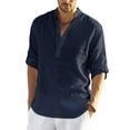 thumbnail image 1 of TSEXIEFOOFU Mens Long Sleeve Shirts Cotton Linen Button Down Beach Casual Summer Shirts, 1 of 3