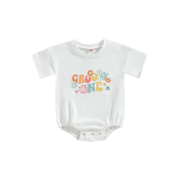 TSEXIEFOOFU Newborn Baby Girls Birthday Jumpsuit Summer Letter Print Short Sleeve Romper for Toddler