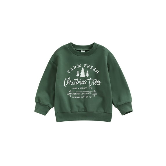 TSEXIEFOOFU Toddler Baby Autumn Christmas Pullover, Letter Christmas Tree Print Long-Sleeved O-Neck Loose Sweatshirt for Boys Girls