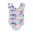 thumbnail image 1 of TSEXIEFOOFU Toddler Baby Girl Fly Sleeve One Piece Swimsuit, 1 of 8