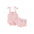 thumbnail image 1 of TSEXIEFOOFU Two Piece Baby Girl’s Clothes Fashion Solid Color Suspender Romper and Tie-up Short Pants, 1 of 9